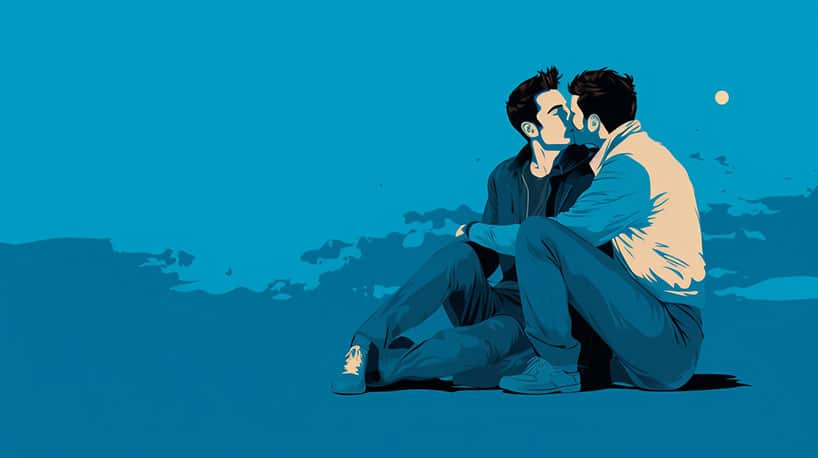 twee homo mannen kussen