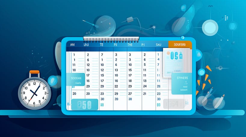 Een kalender met de dagen gemarkeerd en omcirkeld voor een tweede date, waarbij de anticipatie en planning benadrukt wordt die gepaard gaat met het regelen van de volgende ontmoeting