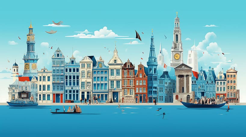 Een collage met culturele bezienswaardigheden en attracties in Antwerpen.
