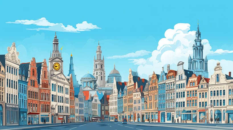 Historische gebouwen in het centrum van Antwerpen