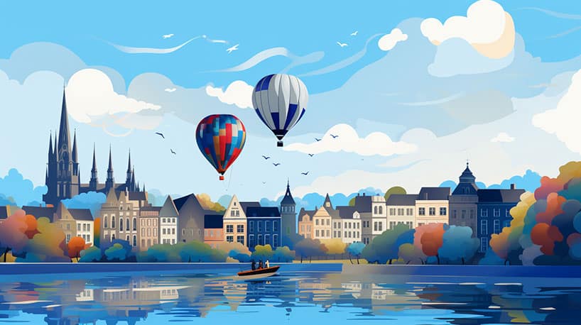 luchtballonnen zweven boven Gent