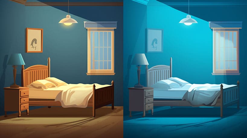 slaapkamer met nachtlicht en daglicht