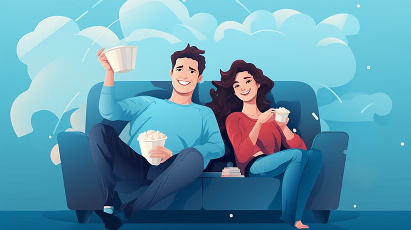 Netflix and Chill: stel met afstandsbediening en popcorn op de bank