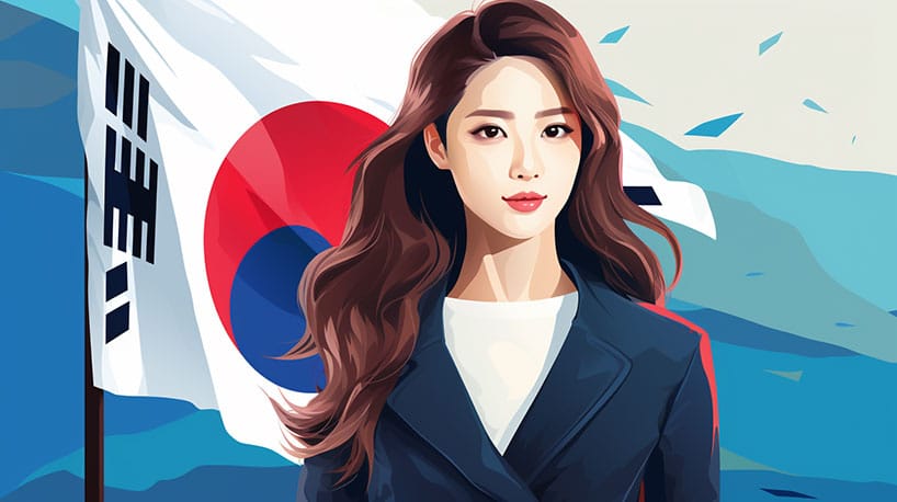 Een mooie Zuid-Koreaanse staat voor een Zuid-Koreaanse vlag.