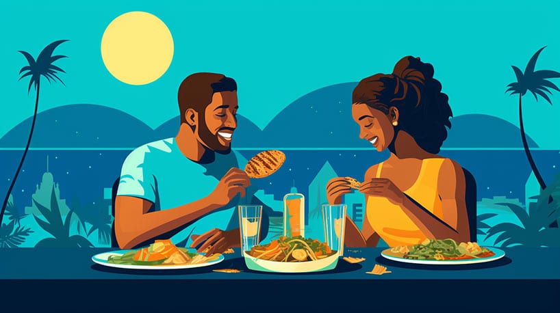 Een persoon die Kaapverdische keuken ontdekt tijdens een date.