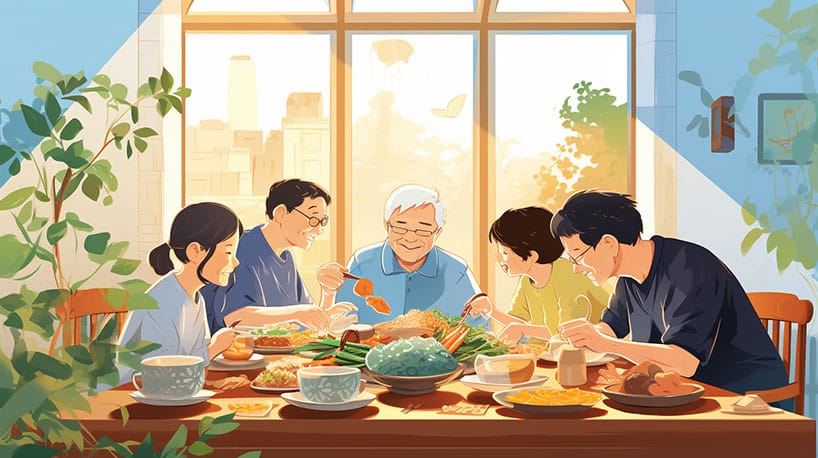 Familiediner in Korea: nadruk op respect voor ouderen.