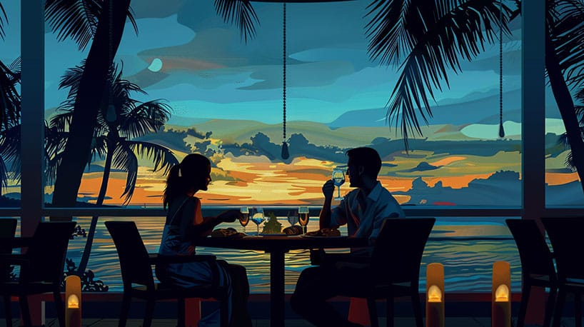 date met exotische singles: Romantisch diner met Caribisch uitzicht.