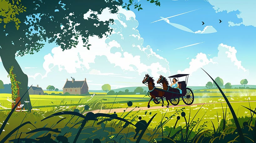 Romantische rit per paardenkoets door Drentse landschap.