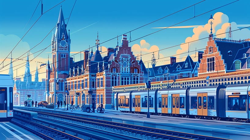 Leuven's prachtig treinstation en de Sint-Michielskerk.