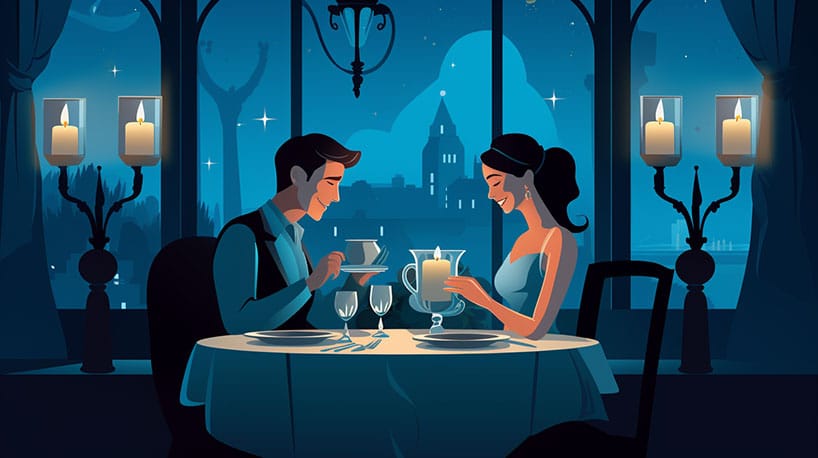 Romantisch diner bij kaarslicht