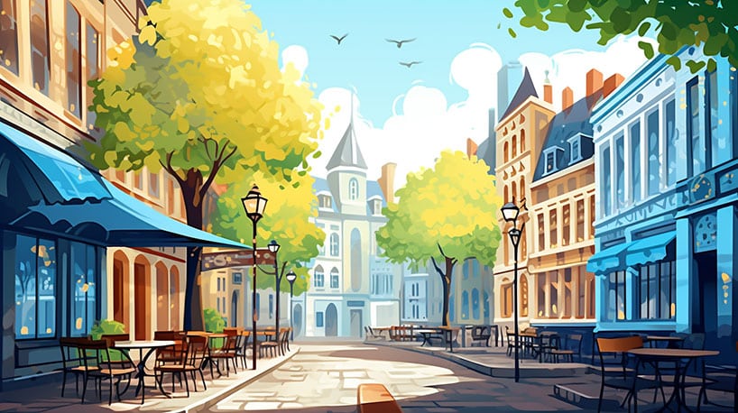 Schilderachtige afbeelding van de charmante straat van Maastricht.