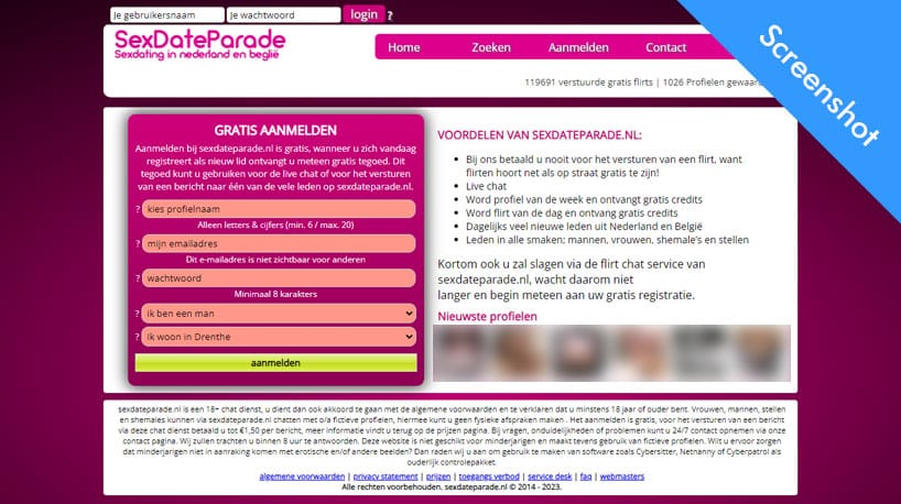 SexDateParade aanmelden