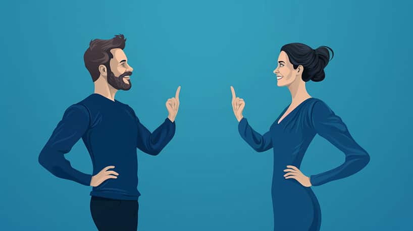 Spiegelen: Twee mensen die elkaars gebaren of uitdrukkingen nabootsen