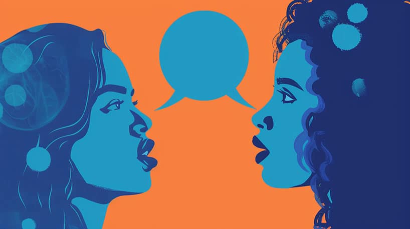 Twee vrouwen hebben betekenisvol  gesprek, nadruk op emotionele verbinding.