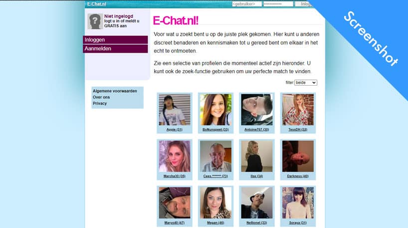 e-chat.nl screenshot homepage