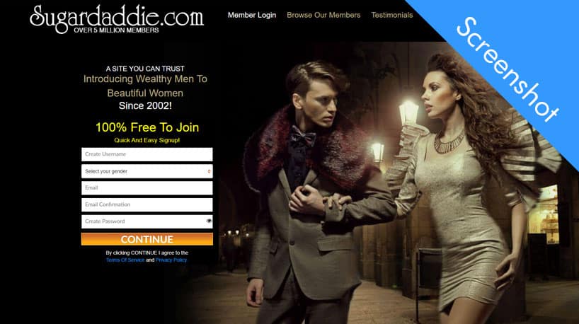 sugardaddie.com homepage screenshot