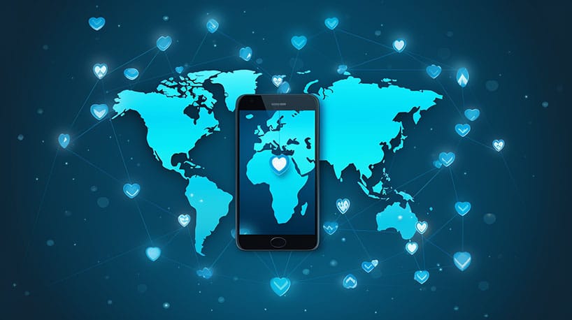 Internationaal online daten wereldkaart